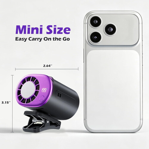 Semiconductor Cooling Fan with 199 Precision Speeds & Secure Clip (Purple) 1