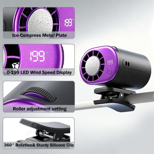 Semiconductor Cooling Fan with 199 Precision Speeds & Secure Clip (Purple) 2