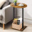 Eufrozy Round Side Table, Sofa End Table with Fabric Basket, Compact Bedside Table, Rustic Brown Small Lamp Plant Coffee Table, for Small Spaces, 5