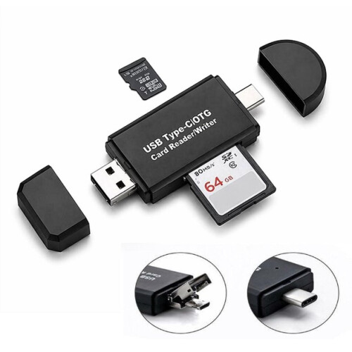 3 in 1 OTG Card Reader Micro USB Type C USB SD/TF Memory Card Reader for Android Samsung Huawei Phone Laptop High Speed USB 2.0 Adapter