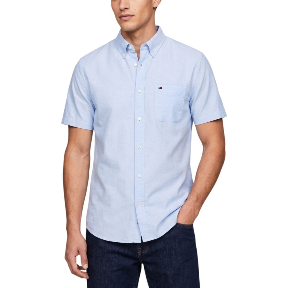 Tommy Hilfiger (Light Xl) Mens Shirt Oxford Summer Top Blue