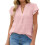 Women's Spring V Neck Ruffle Short Sleeve Blouse Summer-Pink M 1
