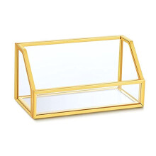 Porta biglietti da visita in vetro trasparente, elegante design vintage per l'ufficio, perfetto come decorazione professionale per riunioni di lavoro.