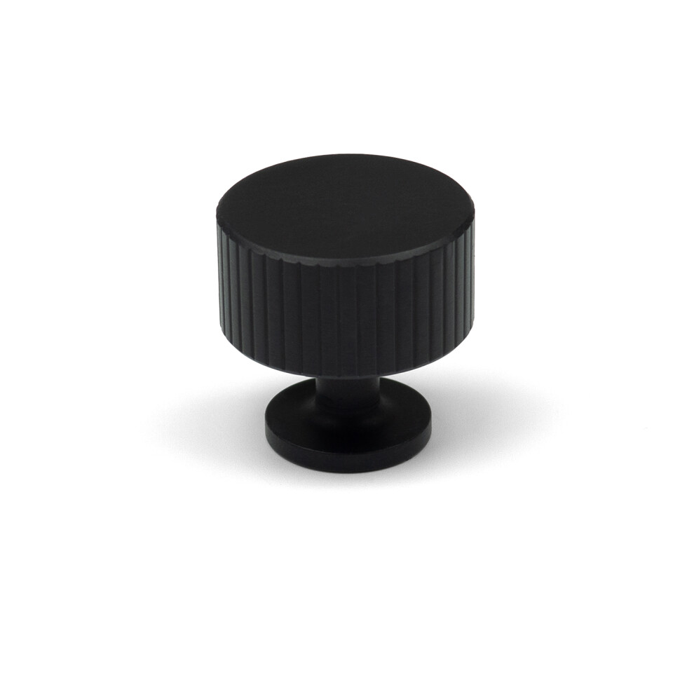 28Mm Matt Black Round Reeded Cabinet Knob 5056767305761