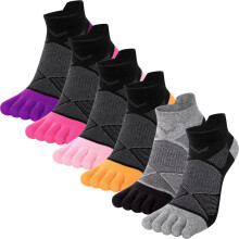 Women's five-finger athletic socks, low-cut training socks, breathable and sweat-wicking - 6 pairs per pack