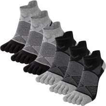 Women's five-finger athletic socks, low-cut training socks, breathable and sweat-wicking - 6 pairs per pack