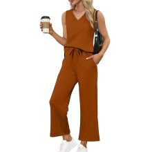 Two Piece Sets for Women Summer Vacation Travel-Orange XL