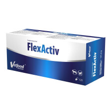 Suplemento articular VetFood FlexActiv para perros y gatos, 120 cápsulas.