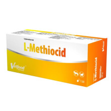Suplemento para el tracto urinario VetFood L-Metiocid para perros y gatos, 120 cápsulas.