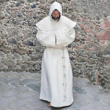 (XXL, White) S-5xl Renaissance Monk Clergy Habit Scapular Friar Costume Religious Saint Gown Robe Men Priest Hood Cowl Halloween Outfit