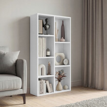 (White) 7 Cube Storage Unit Bookcase – Wooden Modern Storage Shelf Organizer for Toys, Books, Home Storage -Living Room, Bedroom & Office