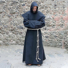 (XXL, Blue) S-5xl Renaissance Monk Clergy Habit Scapular Friar Costume Religious Saint Gown Robe Men Priest Hood Cowl Halloween Outfit