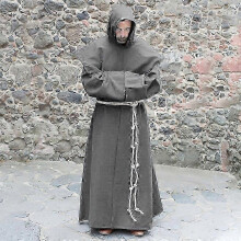 (XXL, Gray) S-5xl Renaissance Monk Clergy Habit Scapular Friar Costume Religious Saint Gown Robe Men Priest Hood Cowl Halloween Outfit