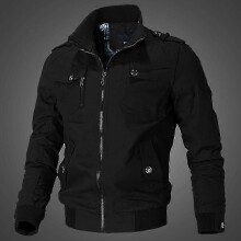 (5XL, black) Spring and Autumn Men's Casual Jacket Stand Collar Jacket Men Workwear Jacket Cotton Jacket