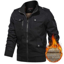 (3XL, matte black) Spring and Autumn Men's Casual Jacket Stand Collar Jacket Men Workwear Jacket Cotton Jacket