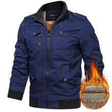 (5XL, navy blue) Spring and Autumn Men's Casual Jacket Stand Collar Jacket Men Workwear Jacket Cotton Jacket