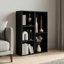 (Black) 5 Cube Storage Unit Bookcase – Wooden Modern Storage Shelf Organizer for Toys, Books, Home Storage -Living Room, Bedroom & Office