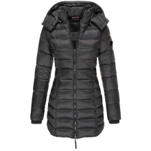 (XXXL, Black) Women Warm Hooded Down Jacket Casual Slim Coat Puffer Jacket Women Quilted Lightweight Puffer Jacket-khaki