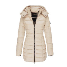 (XL, Khaki) Women Warm Hooded Down Jacket Casual Slim Coat Puffer Jacket Women Quilted Lightweight Puffer Jacket-khaki
