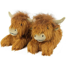 (M) Plush Scottish Cow Slippers Soft Fuzzy Indoor House Shoes For Winter Indoor Outdoor