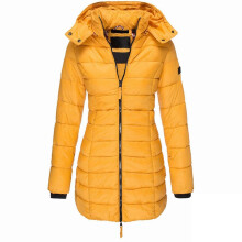 (M, Yellow) Women Warm Hooded Down Jacket Casual Slim Coat Puffer Jacket Women Quilted Lightweight Puffer Jacket-khaki