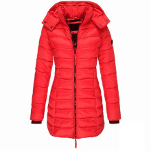 (XL, Red) Women Warm Hooded Down Jacket Casual Slim Coat Puffer Jacket Women Quilted Lightweight Puffer Jacket-khaki