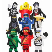(M, Black Ninja) Ninjago Costume Halloween Cosplay Outfit Party Performance Wear Soft