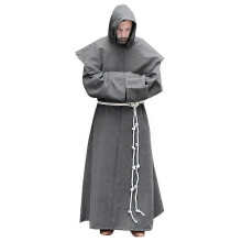 (XL, Gray) S-5xl Renaissance Monk Clergy Habit Scapular Friar Costume Religious Saint Gown Robe