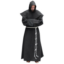 (2XL, Black) S-5xl Renaissance Monk Clergy Habit Scapular Friar Costume Religious Saint Gown Robe