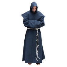 (L, Blue) S-5xl Renaissance Monk Clergy Habit Scapular Friar Costume Religious Saint Gown Robe