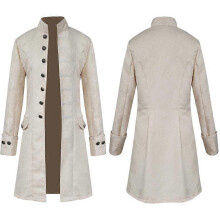 (2XL, White) Men Jackets Steampunk Vintage Tailcoat Gothic Victorian Frock Carnival Cosplay