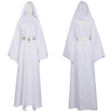 (XXL) Star Wars Princess Leia White Long Dress Cosplay Halloween Cosplay Costume