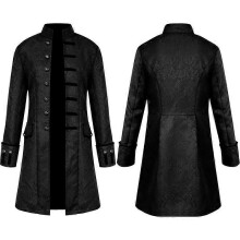 (3XL, Black) Men Jackets Steampunk Vintage Tailcoat Gothic Victorian Frock Carnival Cosplay