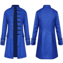 (S, Blue) Men Jackets Steampunk Vintage Tailcoat Gothic Victorian Frock Carnival Cosplay