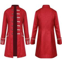 (M, Red) Men Jackets Steampunk Vintage Tailcoat Gothic Victorian Frock Carnival Cosplay