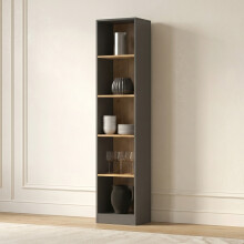 (Anthracite Artisan) 5 Tier Bookcase - Tall Freestanding Wooden Bookshelf for Living Room, Study & Bedroom (40 cm W x 30 cm D x 182 cm H)