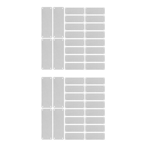 40Pcs Pet Silver Stainless Steel Blank Pendant Tags Rectangle 4-Hole