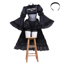 (XL, Without wig) NieR:Automata 2B Black Wedding Dress Bride Cosplay Costumes Party Fancy Dress for Womens