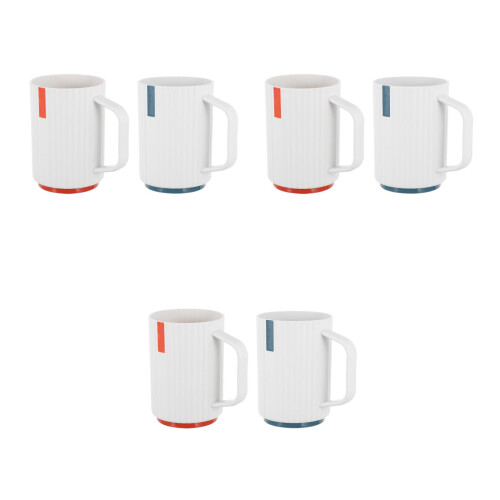 6Pcs Tooth Brushing Tumblers Assorted Colors PP Bathroom Cups