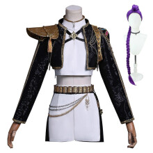 (XS Adults, Rumi With Wig) KPop Demon Hunters Cosplay Costume Set Rumi Mira Zoey Halloween Party Fancy Dress for Womens Black _c A