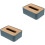 2Pcs Blue Napkin Tissue Storage Case for Home Office Bathroom 2