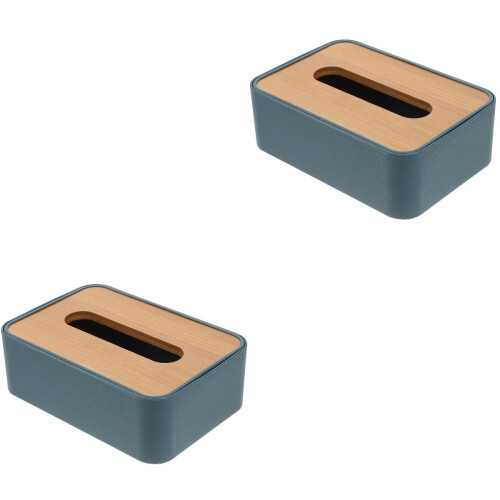 2Pcs Blue Napkin Tissue Storage Case for Home Office Bathroom 1