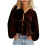 Women's Flowy Puff Sleeve  Top, V-neck, Bow Front,-coffee M 1