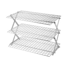 Folding Shelf Stainless Steel Kitchen-Silver three layers
