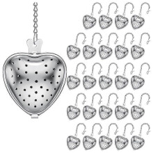 25Pcs Tea Strainer Stainless Steel Tea Ball Infuser Loose,Extended Chain Hook compatible with Seasonings Cup Bottle Party Favors