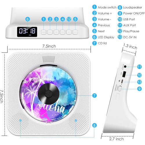 Portable CD Player with Bluetooth, Gueray Desktop CD Players for Home 2