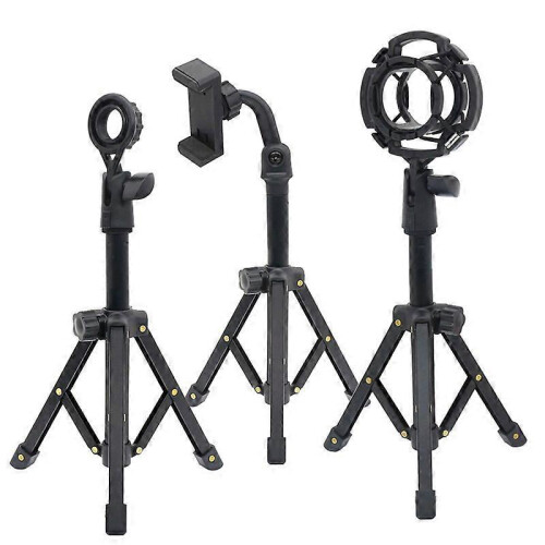 Desktop Metal Tripod Foldable Live Tripod with Cell Phone Adapter Microphone Clip Monocular Binoculars Table Mount Tripod 1