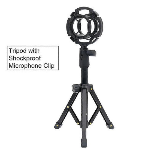 Desktop Metal Tripod Foldable Live Tripod with Cell Phone Adapter Microphone Clip Monocular Binoculars Table Mount Tripod