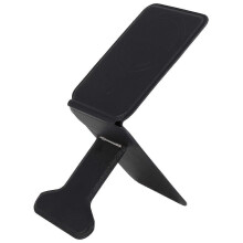 (Black) Phone Stand,Foldable Magnetic Phone Tripod,Angle Adjustment & PU Leather Phone Stand,Compatible with All Smart Phone A