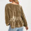 Women's Flowy Puff Sleeve  Top, V-neck, Bow Front,-coffee M 6